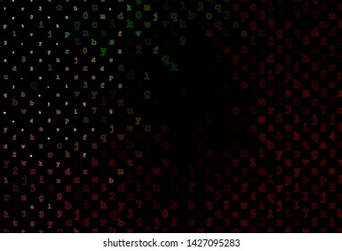 Dark Green, Red vector cover with english symbols. Shining colorful illustration with isolated letters. The pattern can be used for school, grammar websites.