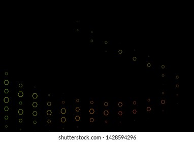 Dark Green, Red vector cover with set of hexagons. Glitter abstract illustration in hexagonal style. Beautiful design for your business advert.