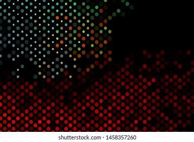 Dark Green, Red vector cover with spots. Glitter abstract illustration with blurred drops of rain. Pattern of water, rain drops.