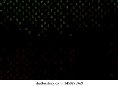 Dark Green, Red vector cover with english symbols. Colored alphabet signs with gradient on white background. The pattern can be used for school, grammar websites.