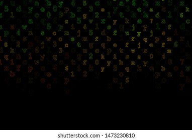 Dark Green, Red vector cover with english symbols. Colored alphabet signs with gradient on white background. The pattern can be used as ads, poster, banner for books.