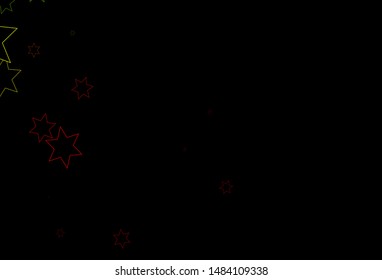 Dark Green, Red vector cover with small and big stars. Decorative shining illustration with stars on abstract template. Smart design for your business advert.