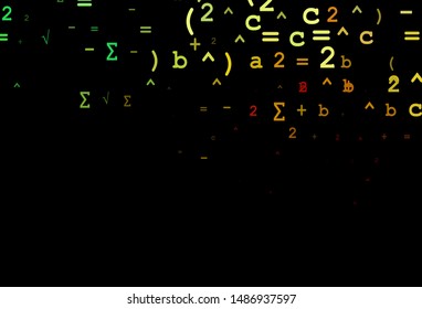 Dark Green, Red vector cover with math elements. Shining colorful illustration with isolated Digit signs. Smart design for your university promotion.