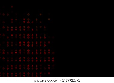 Dark Green, Red vector cover with symbols of gamble. Colorful gradient with signs of hearts, spades, clubs, diamonds. Template for business cards of casinos.