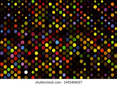 Dark Green, Red vector cover with spots. Blurred bubbles on abstract background with colorful gradient. Template for your brand book.
