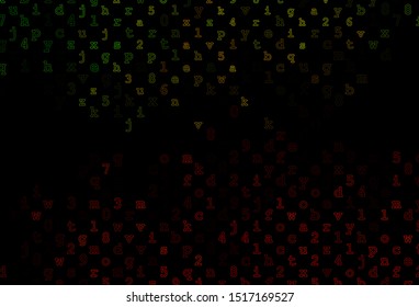Dark Green, Red vector cover with english symbols. Abstract illustration with colored latin alphabet. The pattern can be used as ads, poster, banner for books.