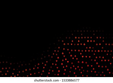 Dark Green, Red vector cover with symbols of gamble. Blurred decorative design of hearts, spades, clubs, diamonds. Pattern for leaflets of poker games, events.
