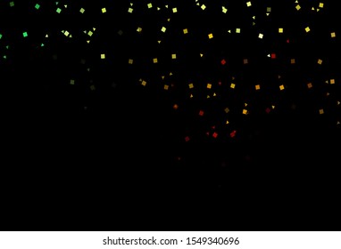 Dark Green, Red vector cover in polygonal style with circles. Abstract illustration with colorful dots, lines, cubes. Pattern can be used for websites.