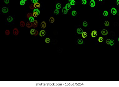 Dark Green, Red vector cover with spots. Abstract illustration with colored bubbles in nature style. Pattern for ads, leaflets.