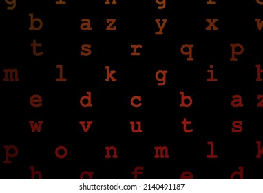 Dark green, red vector cover with english symbols. Abstract illustration with colored latin alphabet. The pattern can be used for ad, booklets, leaflets of education.
