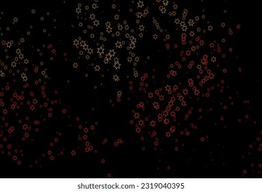 Dark Green, Red vector cover with small and big stars. Shining colored illustration with stars. The pattern can be used for websites.