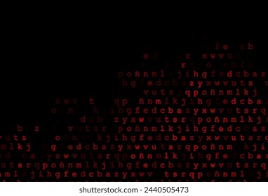 Dark green, red vector cover with english symbols. Modern geometrical illustration with ABC english symbols. The pattern can be used as ads, poster, banner for books.