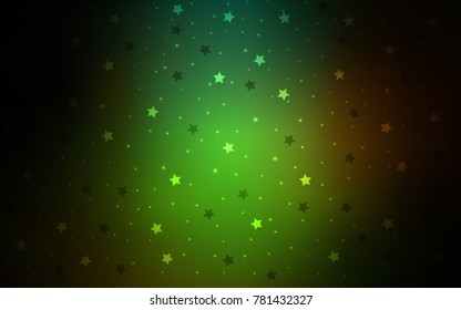 Dark Green, Red vector cover with small and big stars. Stars on blurred abstract background with gradient. The pattern can be used for websites.