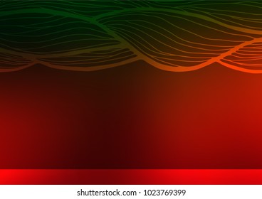 Dark Green, Red vector curved template. Decorative shining illustration with doodles on abstract template. The pattern can be used for wallpapers and coloring books.