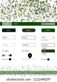 Dark Green, Red vector design ui kit with dots. Beautiful ui ux kit with colorful dots in its header. This template you can use for landing pages.