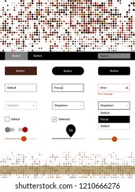 Dark Green, Red vector design ui kit with dots. Modern Style guide with colorful gradient circles in its header. Simple colorful design for websites.