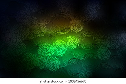Dark Green, Red vector doodle blurred template. An elegant bright illustration with flowers in Natural style. The textured pattern can be used for website.