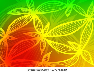 Dark Green, Red vector doodle blurred template. Ethnic elegant natural pattern with gradient. A new texture for your design.
