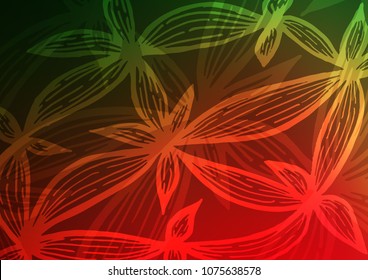 Dark Green, Red vector doodle blurred background. Creative illustration in blurred style with doodles and Zen tangles. The pattern can be used for heads of websites and designs.