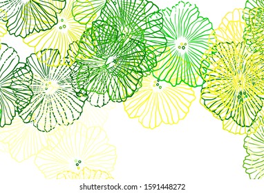 Dark Green, Red vector doodle layout with leaves. Shining colored illustration with flowers. Elegant pattern for your brand book.