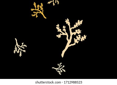 Dark Green, Red vector doodle pattern with sakura. Doodle illustration of leaves and branches in Origami style. The best design for your business.
