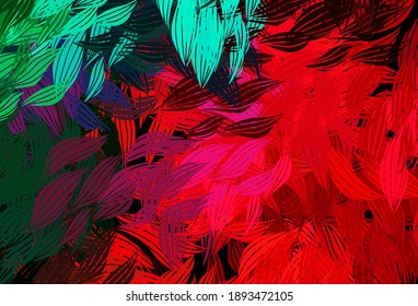 Dark Green, Red vector doodle backdrop with leaves. Creative illustration in blurred style with leaves. Colorful pattern for kid's books.