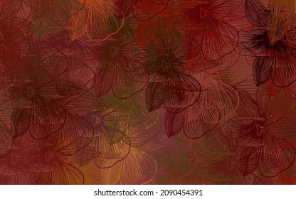 Dark Green, Red vector doodle backdrop with flowers. Decorative design of flowers on white background. Brand new style for your business design.