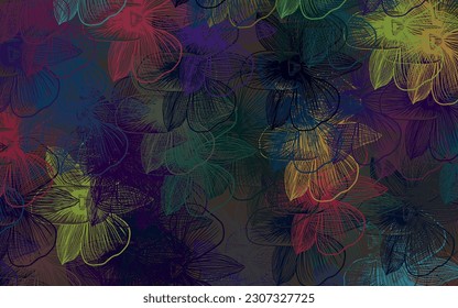 Dark Green, Red vector doodle layout with flowers. Abstract illustration with flowers in doodles style. New template for your design.