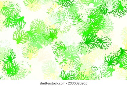 Dark Green, Red vector doodle pattern with branches, leaves. Doodle illustration of leaves and branches in Origami style. Pattern for heads of websites, designs.
