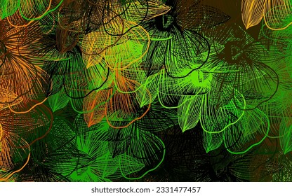 Dark Green, Red vector doodle pattern with flowers. Flowers in natural style on white background. Elegant pattern for your brand book.