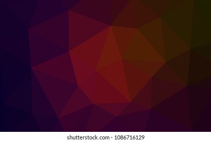 Dark Green, Red vector gradient triangles texture. Shining polygonal illustration, which consist of triangles. Best triangular design for your business.