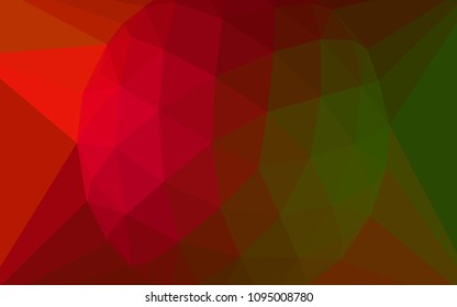 Dark Green, Red vector gradient triangles pattern with a gem in a centre. A sample with polygonal shapes. Template for cell phone's backgrounds.