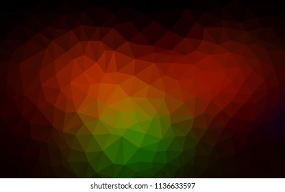 Dark Green, Red vector gradient triangles pattern. Creative illustration in halftone style with triangles. New template for your brand book.