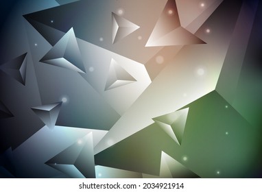 Dark Green, Red vector gradient triangles texture. Glitter abstract illustration with an elegant triangles. Triangular pattern for your design.