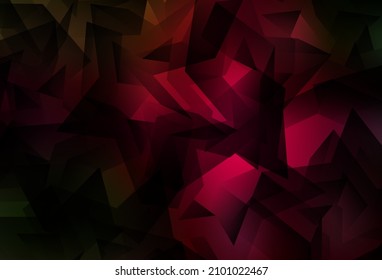 Dark Green, Red vector gradient triangles template. Creative illustration in halftone style with triangles. A completely new design for your leaflet.
