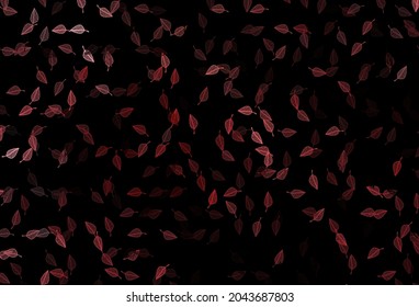 Dark Green, Red vector hand painted background. New colorful illustration in doodle style with leaves. The textured pattern for website.