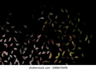 Dark Green, Red vector hand painted template. A vague abstract illustration with leaves in doodles style. Completely new design for your business.