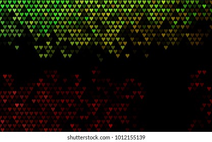 Dark Green, Red vector hearts isolated on white background. Cool pattern in origami style with gradient for Valentine day. Graphic illustration for your business design.