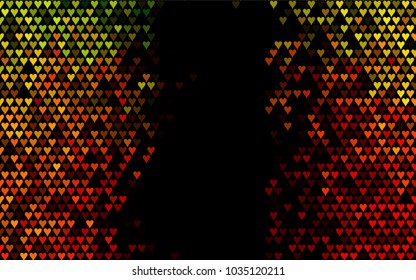 Dark Green, Red vector hearts isolated on white background. Cool pattern in origami style with gradient for Valentine day. Graphic illustration for your business design.