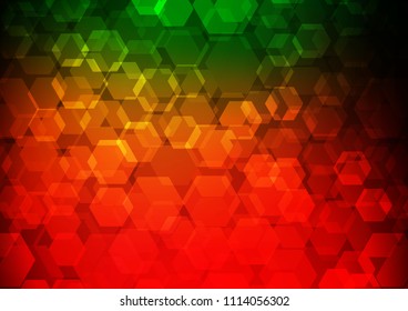 Dark Green, Red vector hexagon mosaic pattern. A completely new color illustration in a vague style. Brand new style for your business design.