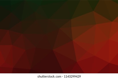 Dark Green, Red vector hexagon mosaic cover. Geometric illustration in Origami style with gradient.  The polygonal design can be used for your web site.
