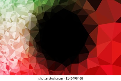 Dark Green, Red vector hexagon mosaic template. An elegant bright illustration with gradient. Triangular pattern for your business design.