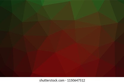 Dark Green, Red vector hexagon mosaic texture. Shining illustration, which consist of triangles. Brand new design for your business.