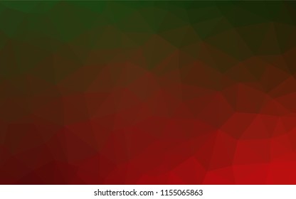 Dark Green, Red vector hexagon mosaic texture. Creative geometric illustration in Origami style with gradient. The template can be used as a background for cell phones.