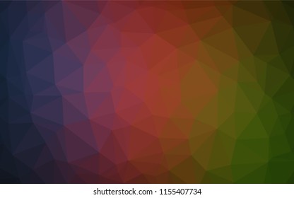 Dark Green, Red vector hexagon mosaic cover. Triangular geometric sample with gradient.  Triangular pattern for your business design.