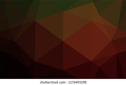 Dark Green, Red vector hexagon mosaic texture. Geometric illustration in Origami style with gradient.  The template can be used as a background for cell phones.