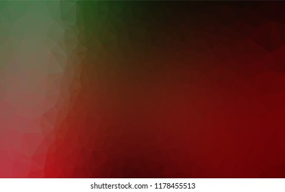 Dark Green, Red vector hexagon mosaic template. Geometric illustration in Origami style with gradient.  Brand new style for your business design.