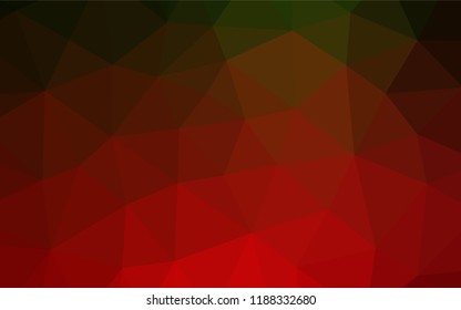Dark Green, Red vector hexagon mosaic cover. Triangular geometric sample with gradient.  Brand new design for your business.