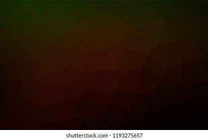 Dark Green, Red vector hexagon mosaic cover. Geometric illustration in Origami style with gradient.  Brand new style for your business design.
