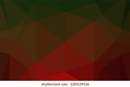 Dark Green, Red vector hexagon mosaic cover. Geometric illustration in Origami style with gradient.  Brand new design for your business.